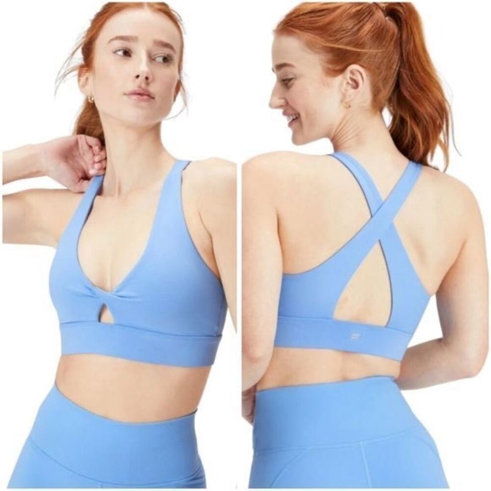 Fabletics Women's Blue Oasis Twist Medium Impact Sports Bra
